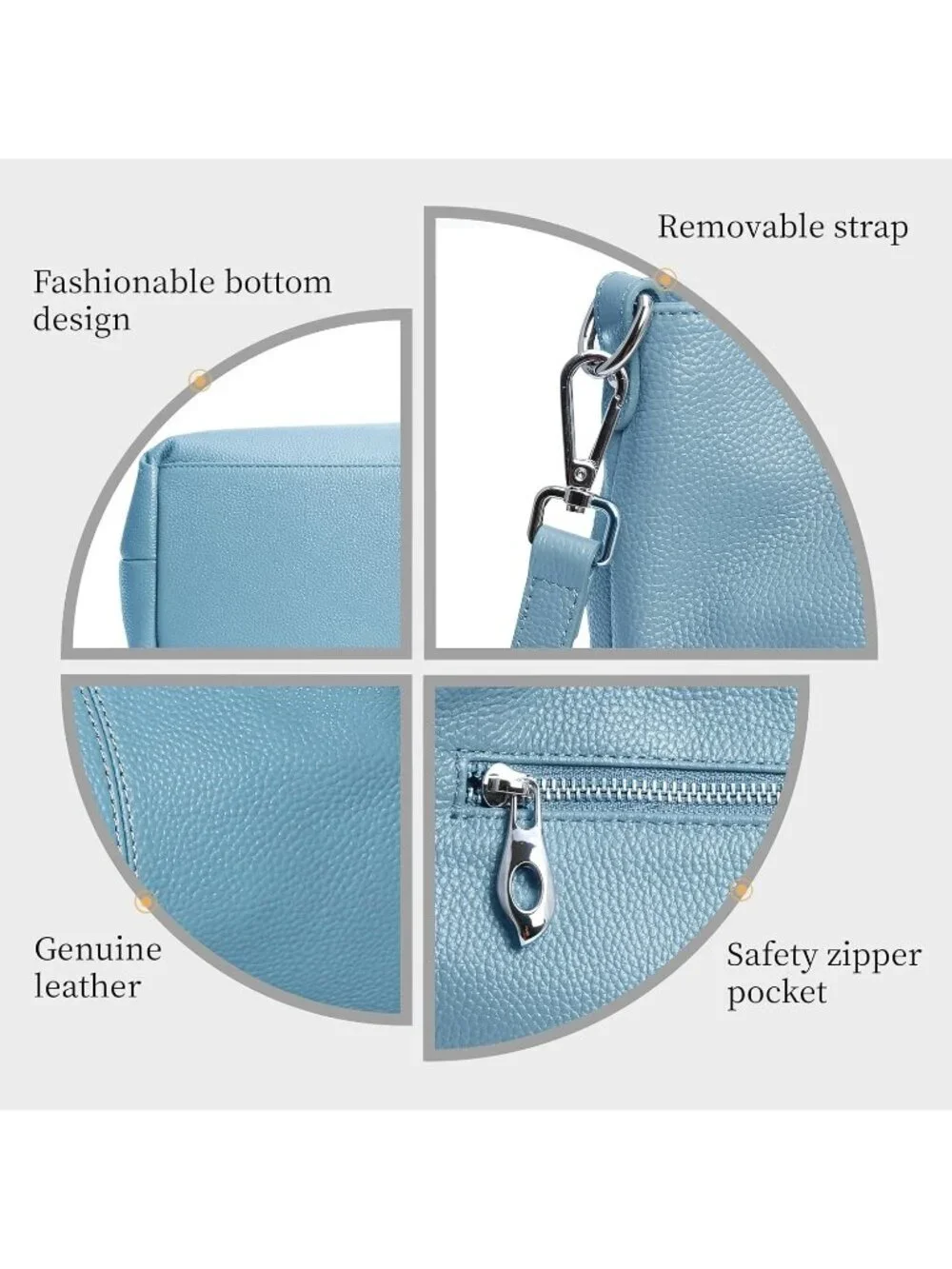 Women's Light Blue Genuine Leather Shoulder Satchel Designer Crossbody Hobo Bags